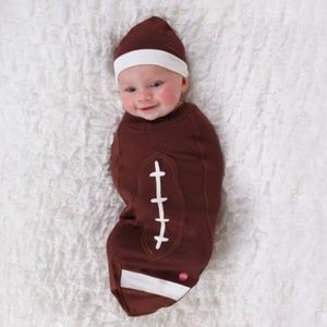 Football Baby Set - Swaddle, Hat and Card